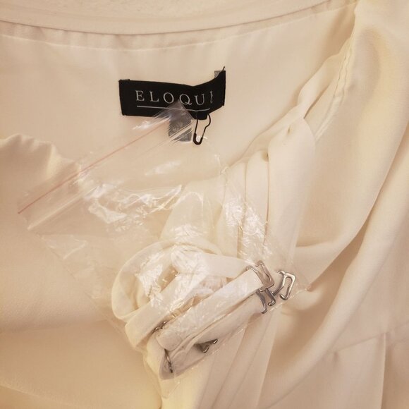 Eloquii White Strapless Drape Front Wide Leg Jumpsuit w/Belt, Straps Size 20 EUC - Picture 9 of 11